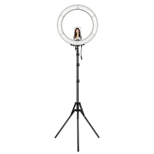 18" LED Ring Light Kit - Dimmable 55W, 3200K-5600K, with Tripod, Phone Holder, Carrying Bag - Perfect for Makeup, Video Shooting, Live Streaming