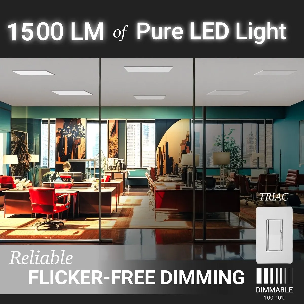 1x1 LED Flat Panel Light Surface Mount Square - Triac Dimmable - 5CCT 2700K-5000K - 1500LM