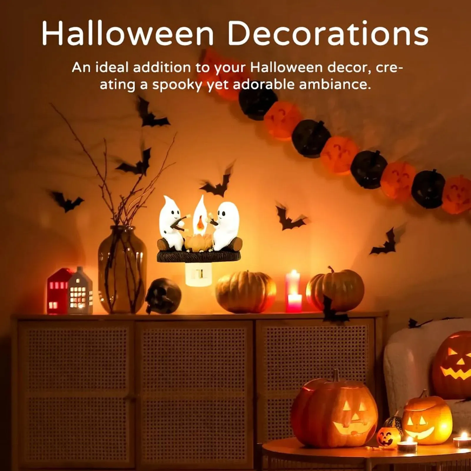 3D LED Bonfire Flame Night Light - Flickering Electric Simulation for Halloween and Ambient Decor