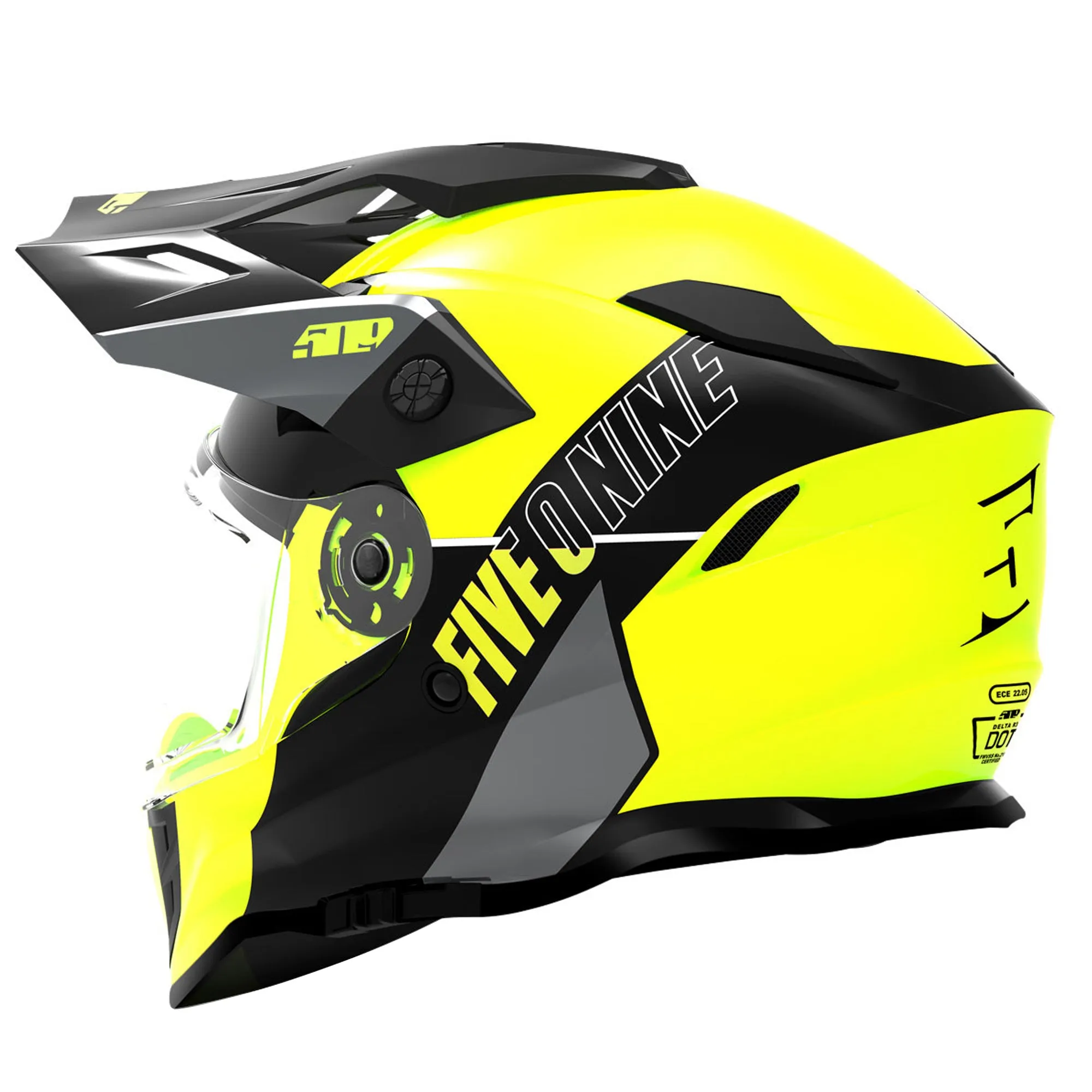 509  Delta R3L Ignite Snowmobile Helmet Dual Pane Electric DOT Lime Green Grey