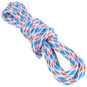 5/8 Solid Braid - White w/ Carolina Blue Diamonds & Red Tracer