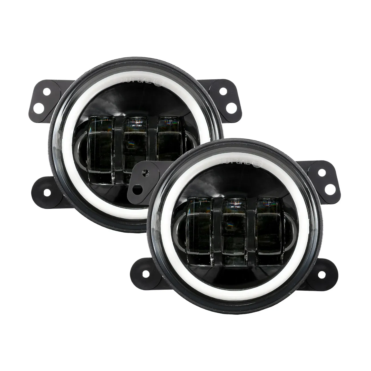 7'' LED Halo Headlights & 4'' 30W LED Fog Lights With White DRL with Amber Turn Signal For Jeep Wrangler2007-2018 JK