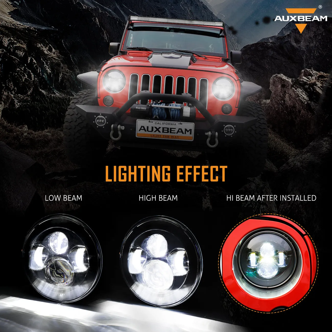 7'' LED Headlight Replacement And 4'' 30W LED Fog Lights with White DRL Amber Turn Signal For Jeep Wrangler2007-2018 JK