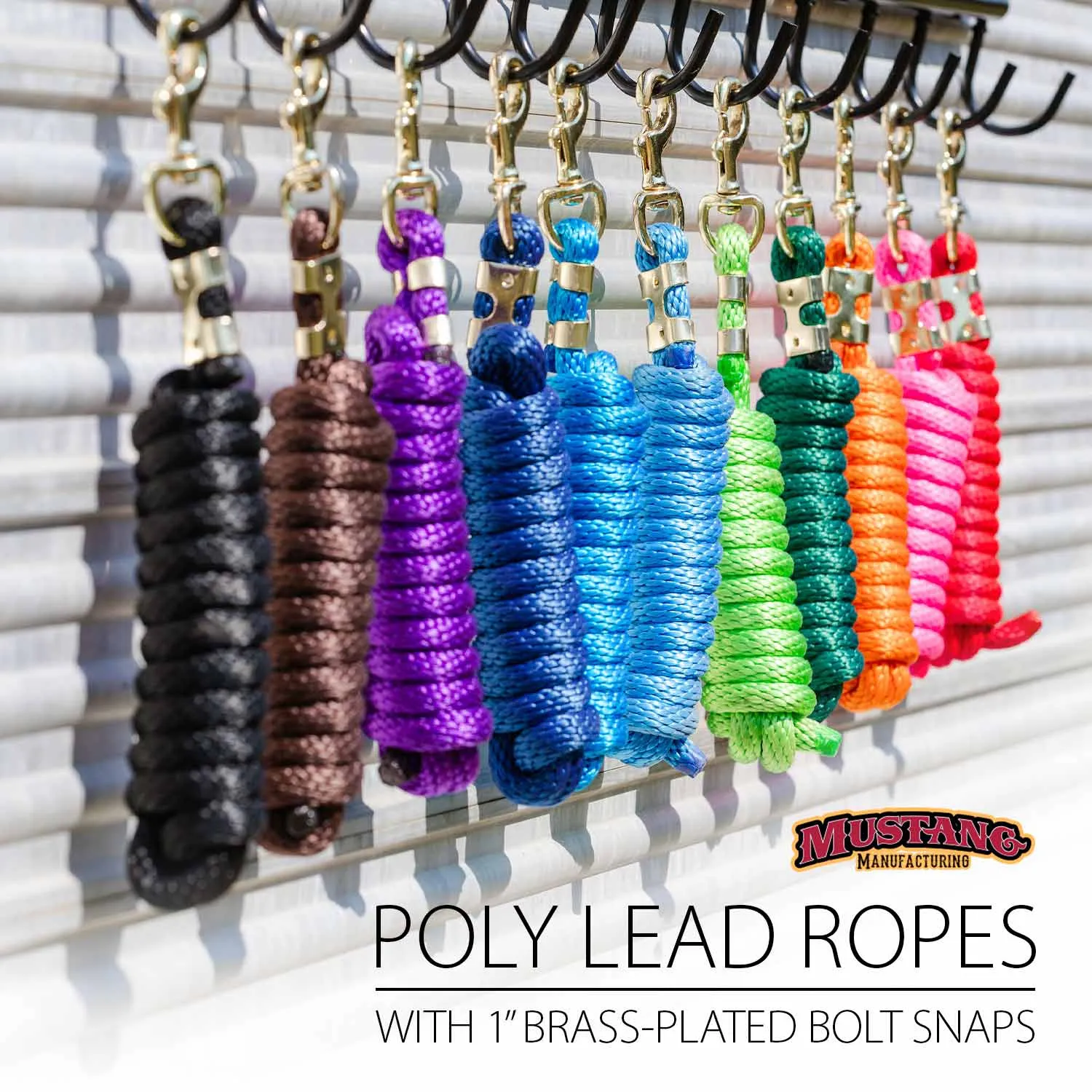 9'L Solid Color Poly Lead Rope (with Bolt Snap) from Mustang Mfg.