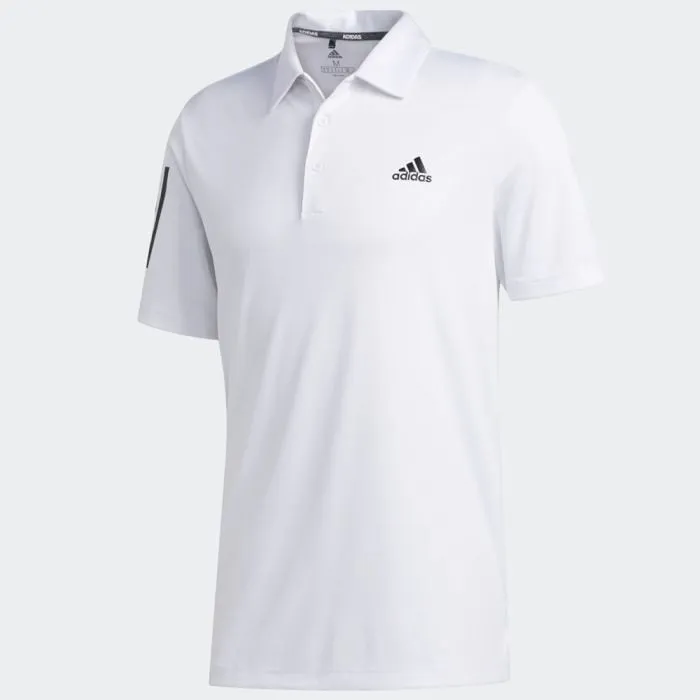 adidas 3-Stripe Golf Polo Shirt - White/Black