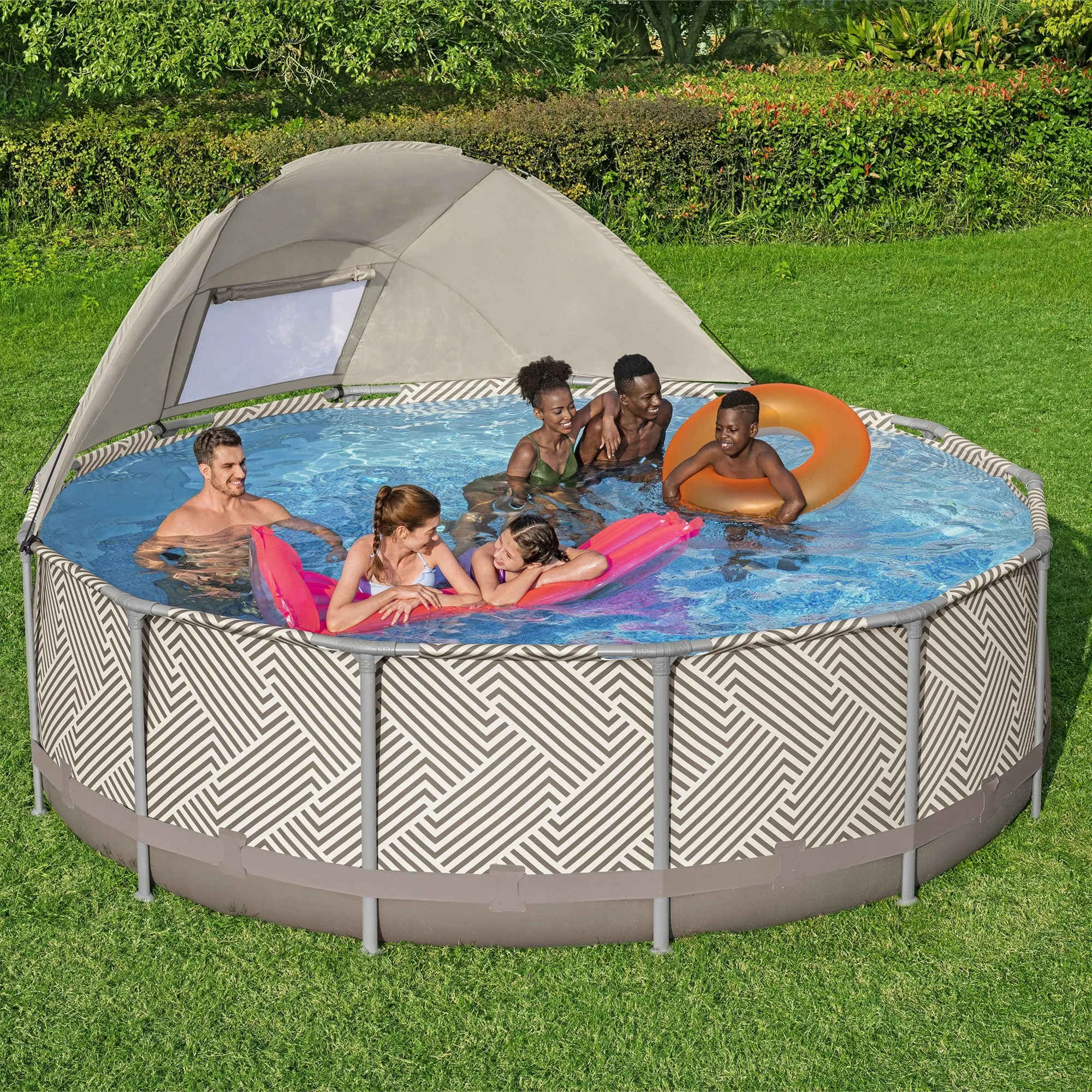 Bestway Steel Pro MAX 13'x42" Above Ground Pool Set w/Canopy & Ladder(For Parts)