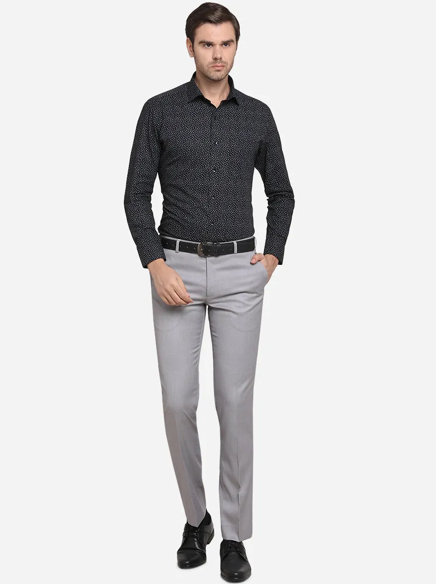 Black Printed Slim Fit Formal Shirt  | Metal