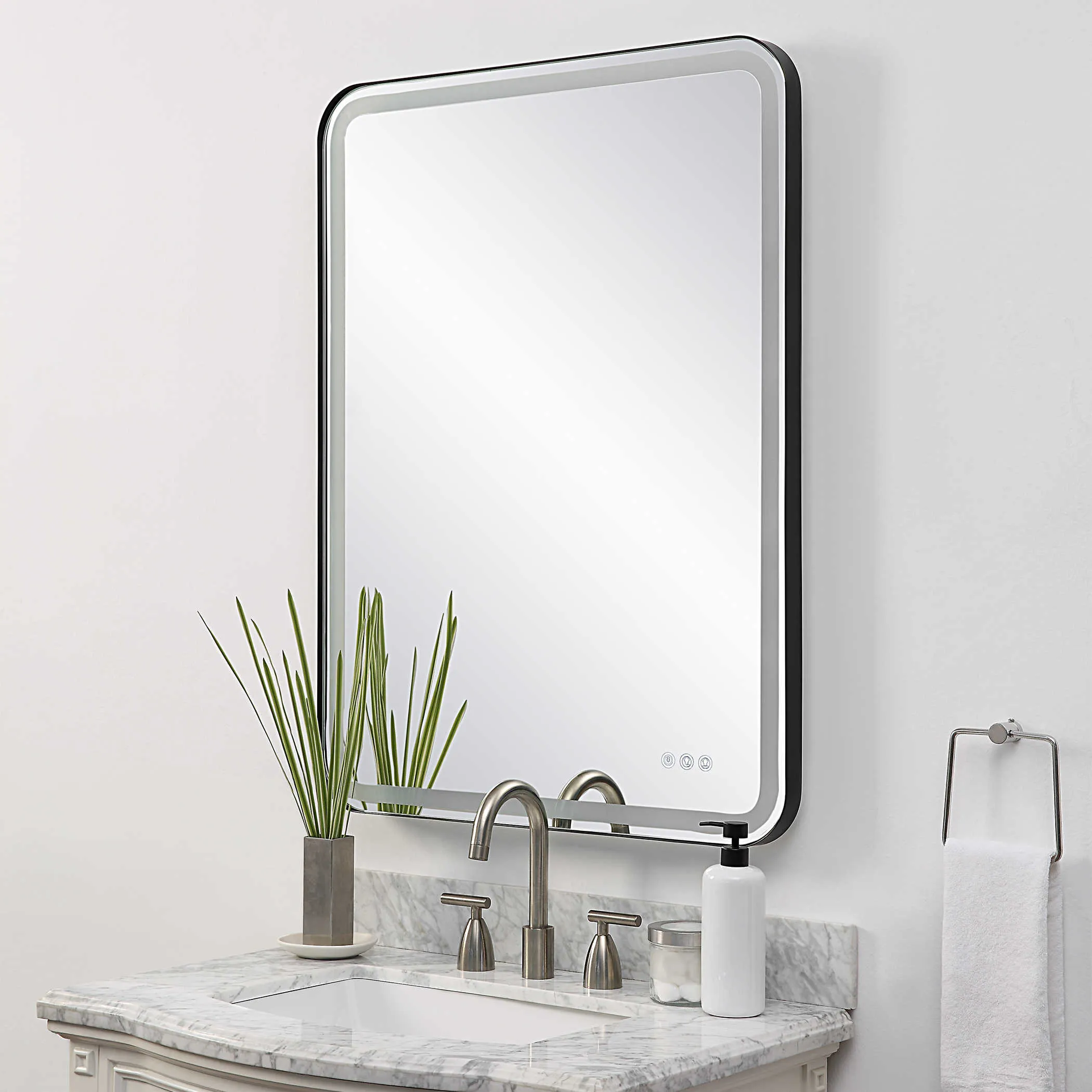 Crafton Lighted Vanity Black Mirror