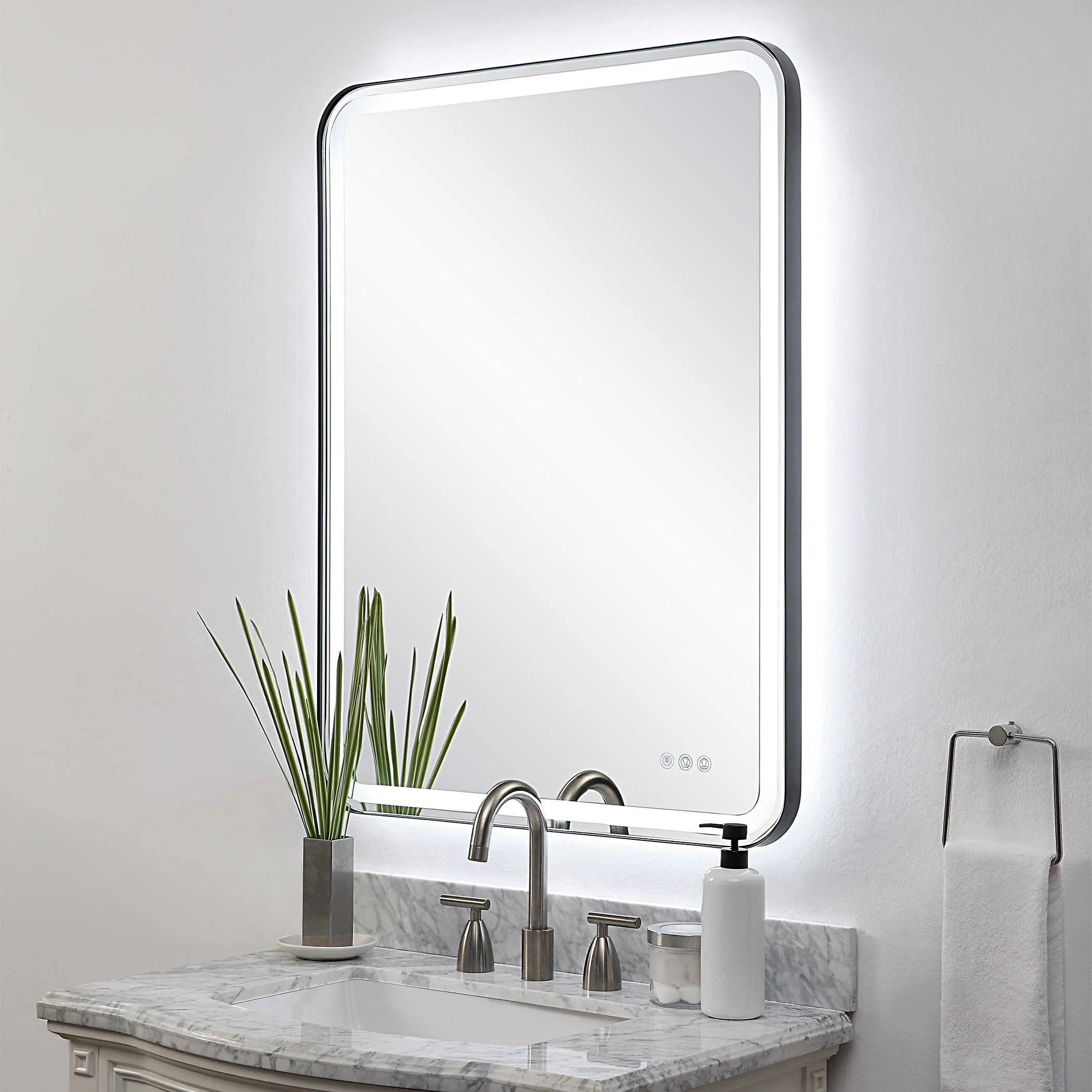 Crafton Lighted Vanity Black Mirror