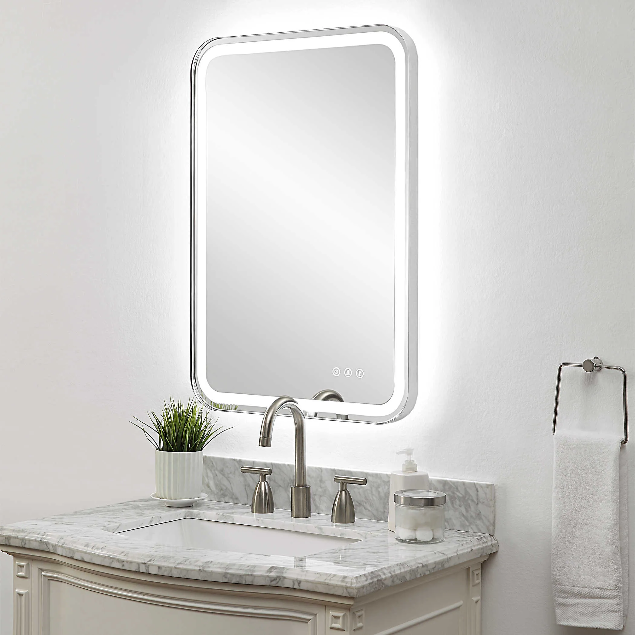 Crafton Lighted Vanity Nickel Mirror