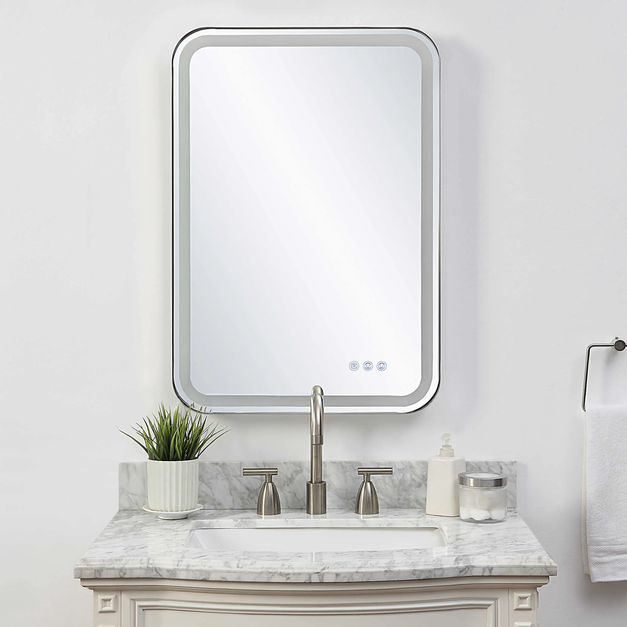 Crafton Lighted Vanity Nickel Mirror