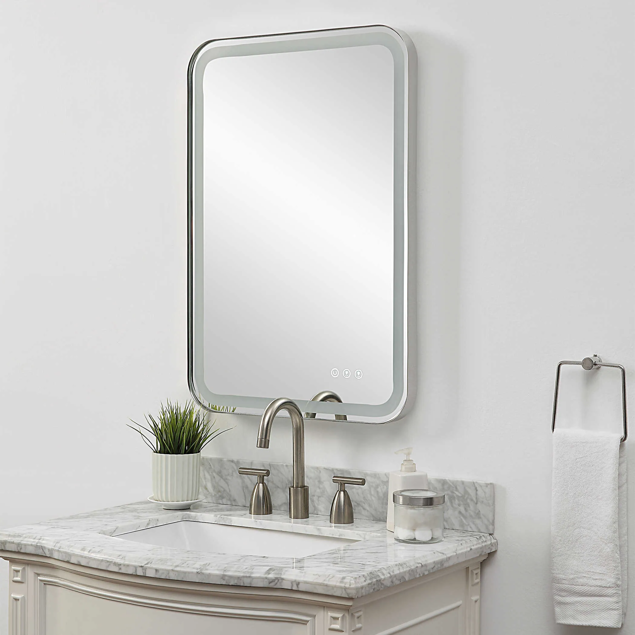 Crafton Lighted Vanity Nickel Mirror