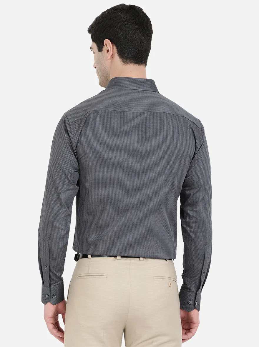 Dark Grey Dobby Regular Fit Formal Shirt | JadeBlue