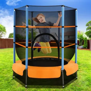 Everfit Trampoline for Kids 4.5FT with Enclosure Safety Net Rebounder Gift Orange