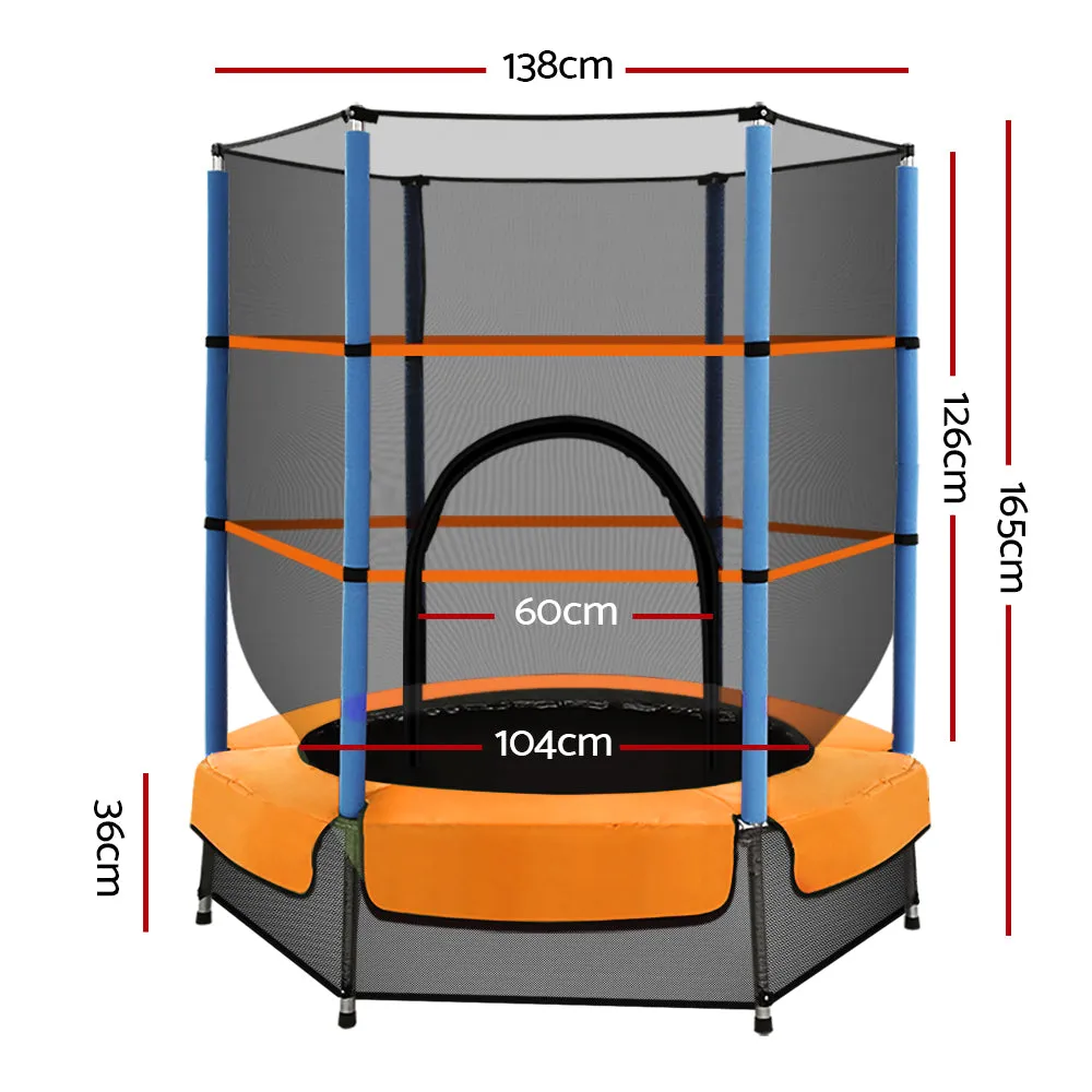 Everfit Trampoline for Kids 4.5FT with Enclosure Safety Net Rebounder Gift Orange