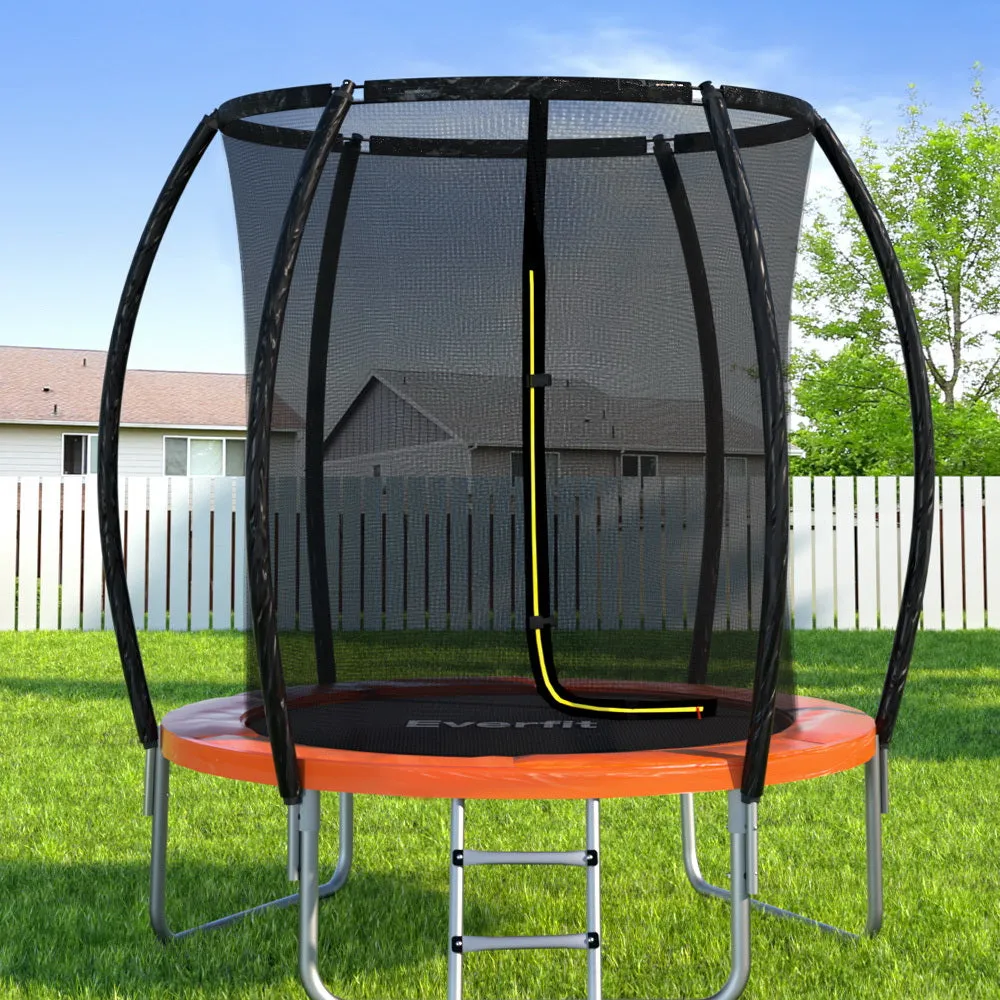 Everfit Trampoline for Kids 6FT with Ladder Enclosure Safety Net Rebounder Orange