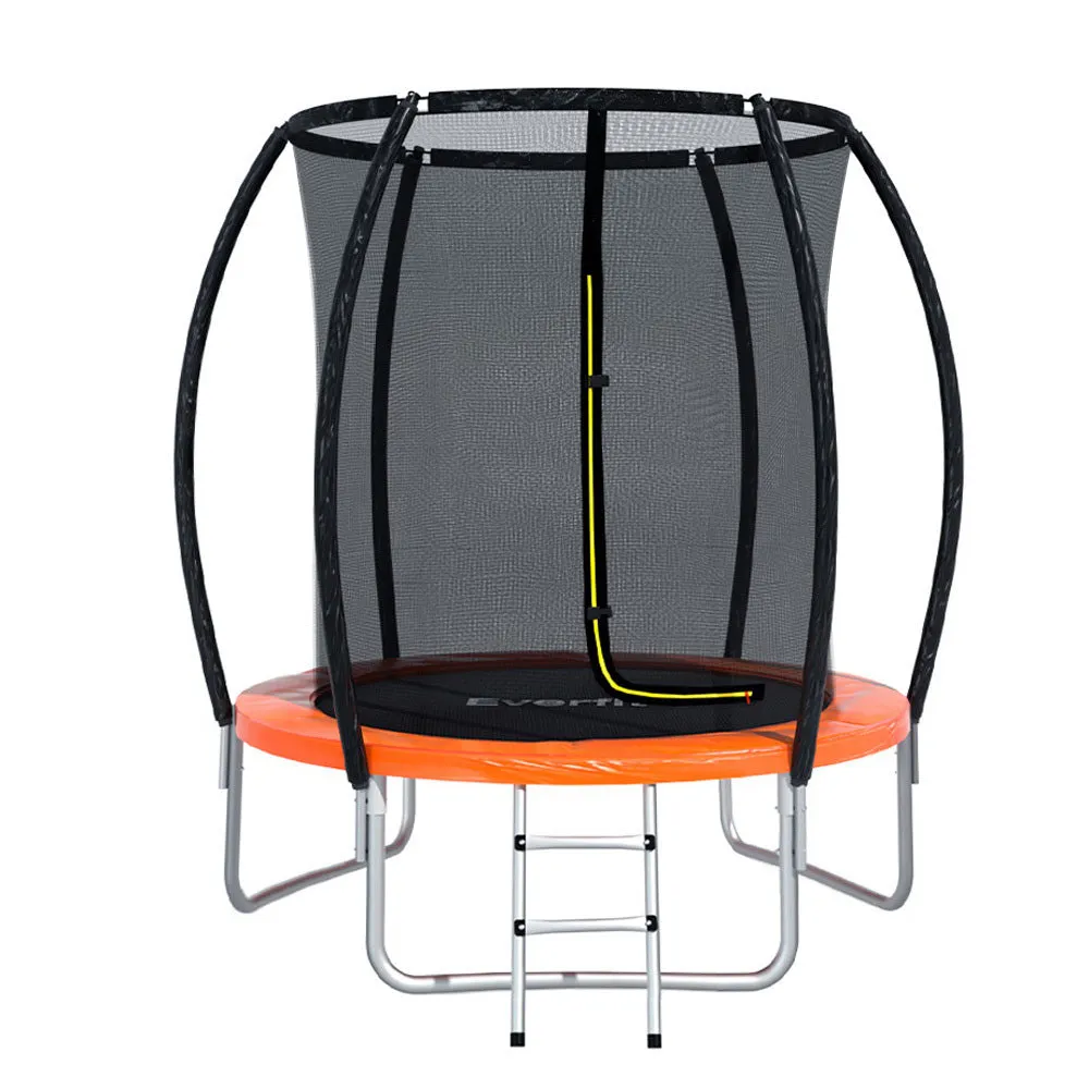 Everfit Trampoline for Kids 6FT with Ladder Enclosure Safety Net Rebounder Orange