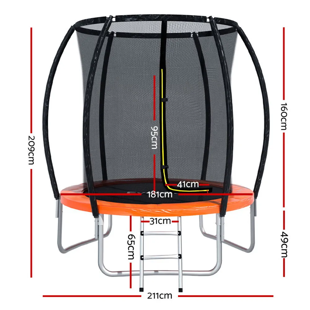 Everfit Trampoline for Kids 6FT with Ladder Enclosure Safety Net Rebounder Orange