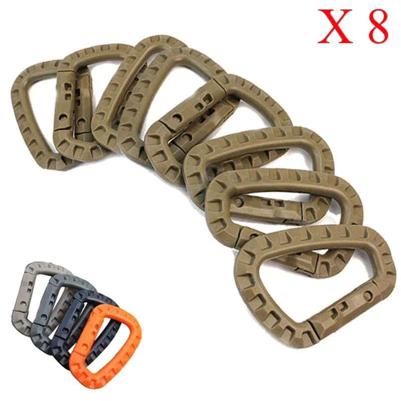 Fishhook 8X Carabiner quickdraw tool Clip Molle Webbing strap Outdoor Backpack Buckle Snap Lock Camp climb Bag Tactical hang hook clasp