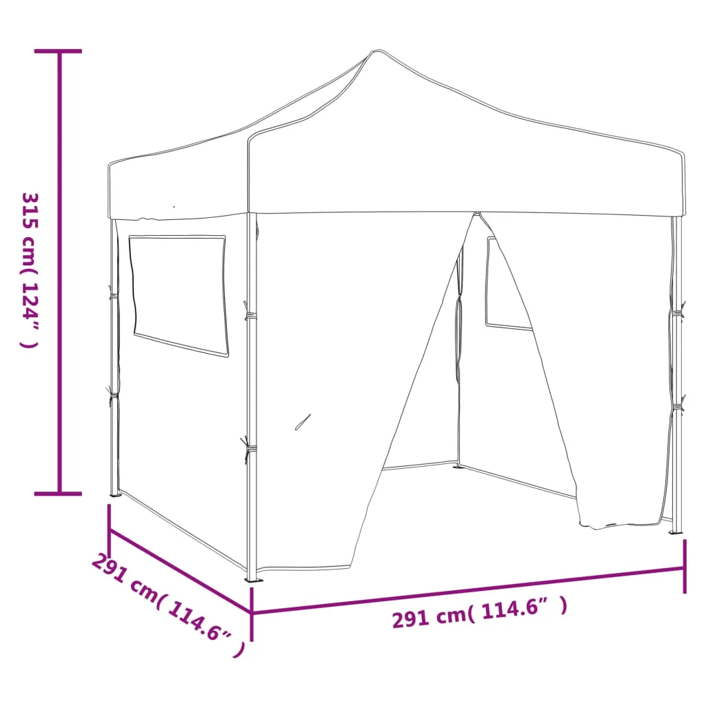 Foldable Party Tent Pop-Up with 4 Sidewalls 3x3 m Anthracite