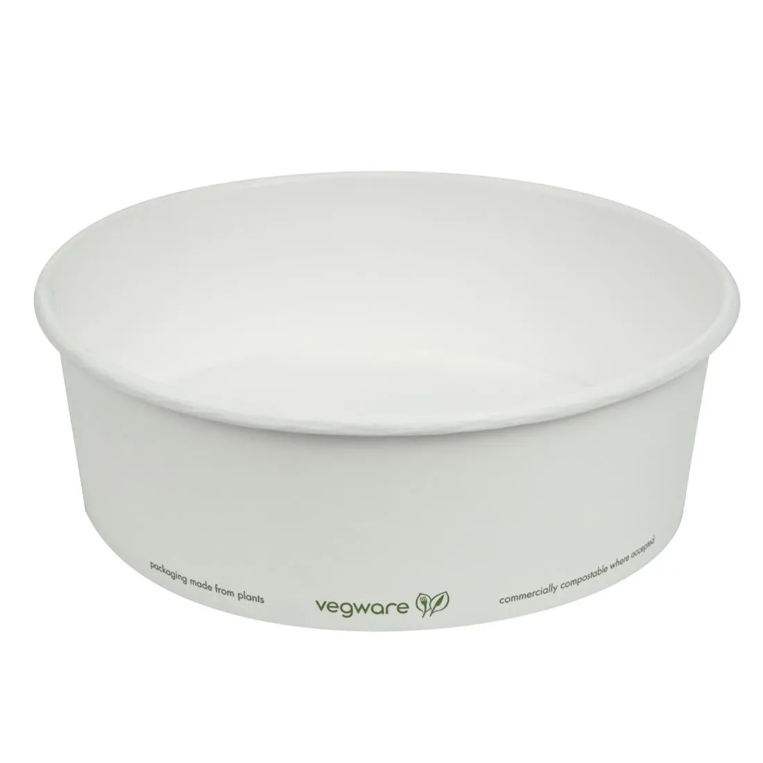 FS177 Vegware 185-Series Compostable Bon Appetit Wide PLA-lined Paper Food Bowls 32oz (Pack of 300)