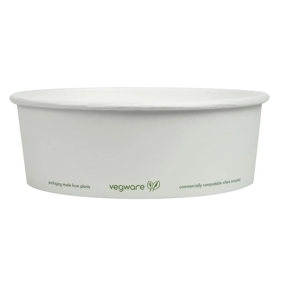 FS177 Vegware 185-Series Compostable Bon Appetit Wide PLA-lined Paper Food Bowls 32oz (Pack of 300)