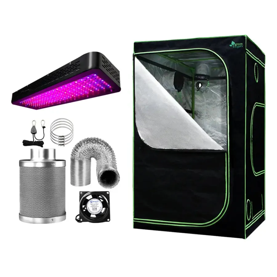 Green Fingers Grow Tent 2000W LED Grow Light 120X120X200cm Mylar 6" Ventilation