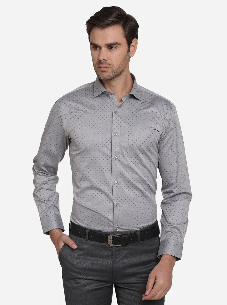 Grey Dobby Regular Fit Formal Shirt | Greenfibre