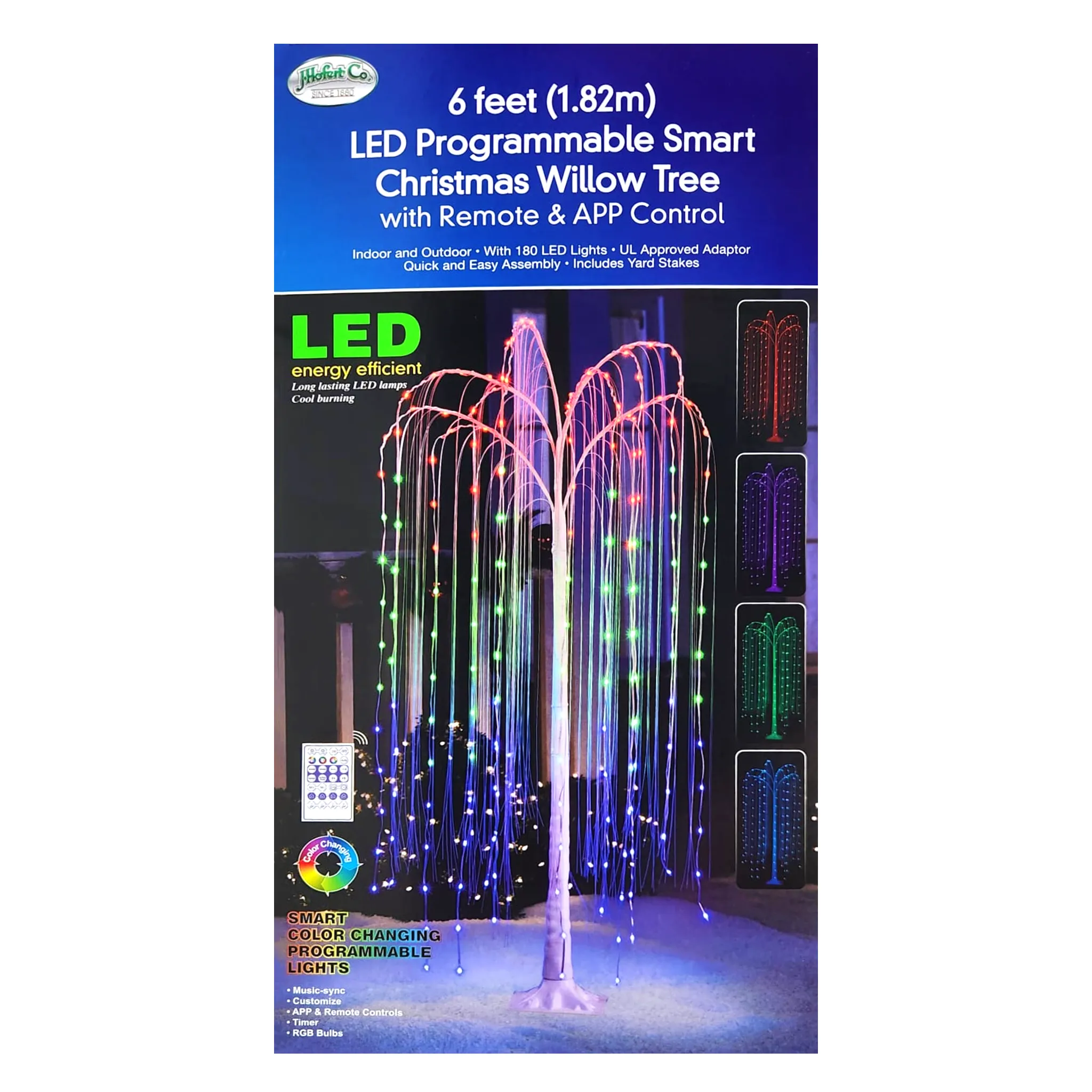 Hofert's 6FT LED Programmable Xmas Willow Tree - Remote & App Control