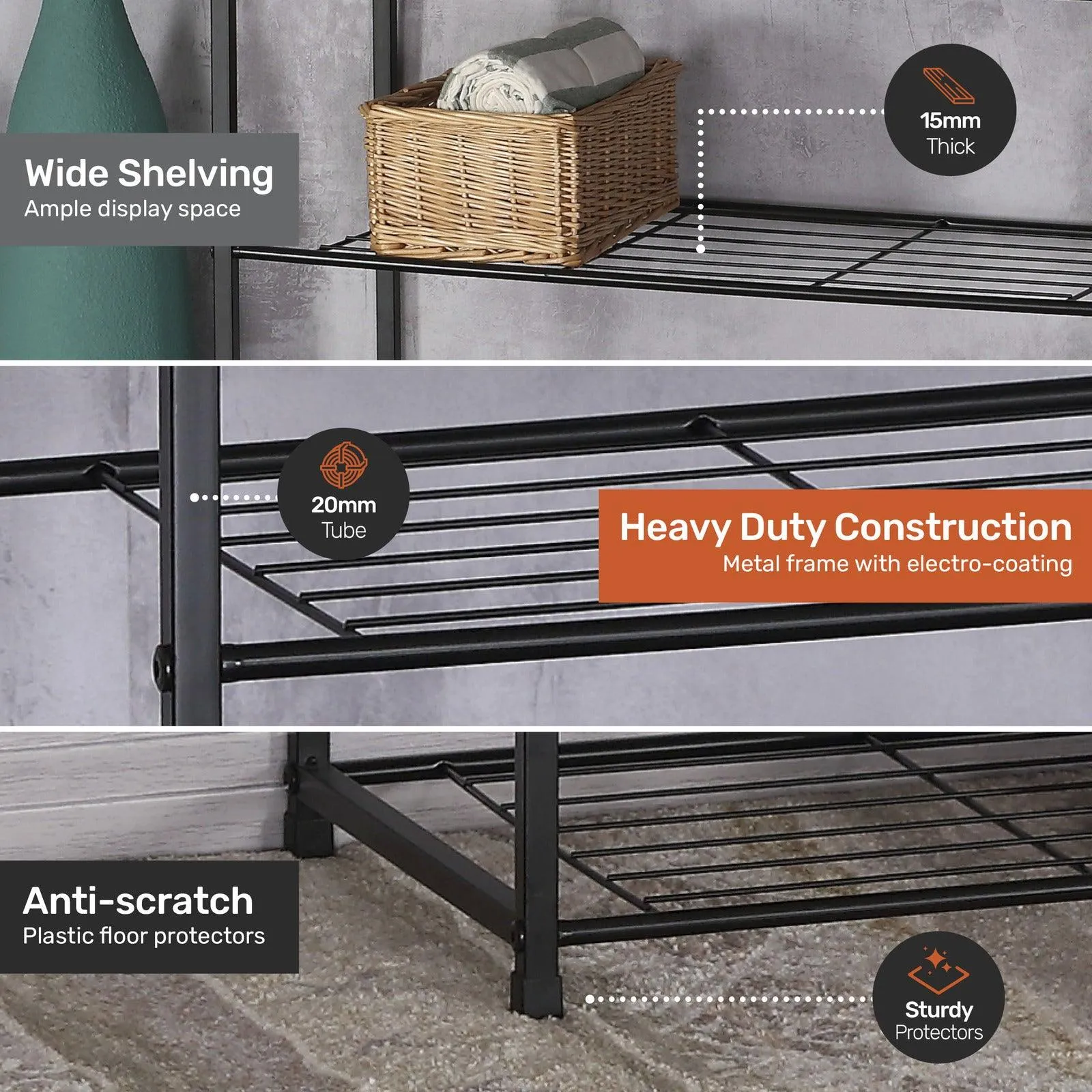 Home Master Display Shelf/Rack 5 Tier Sleek Modern Industrial Design 83cm