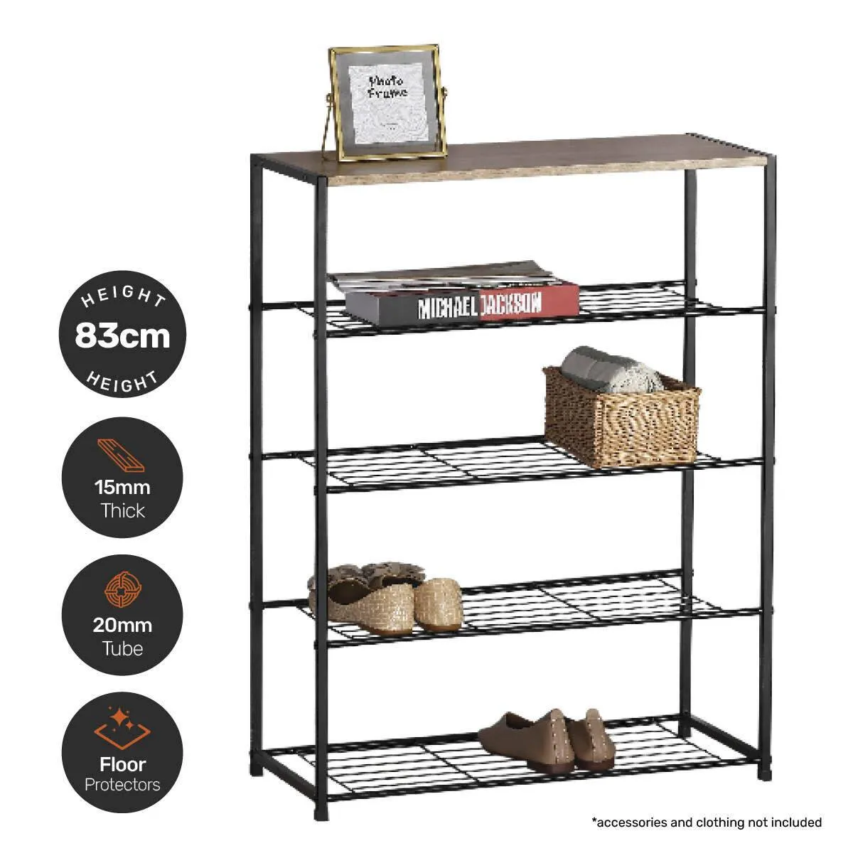 Home Master Display Shelf/Rack 5 Tier Sleek Modern Industrial Design 83cm