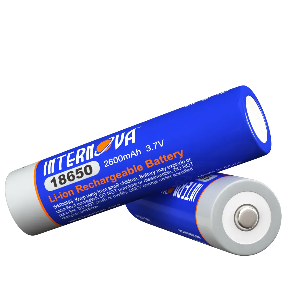 Internova 18650 Batteries Multipack, Li-ion Rechargeable, 2600mAh 3.7V Button Top