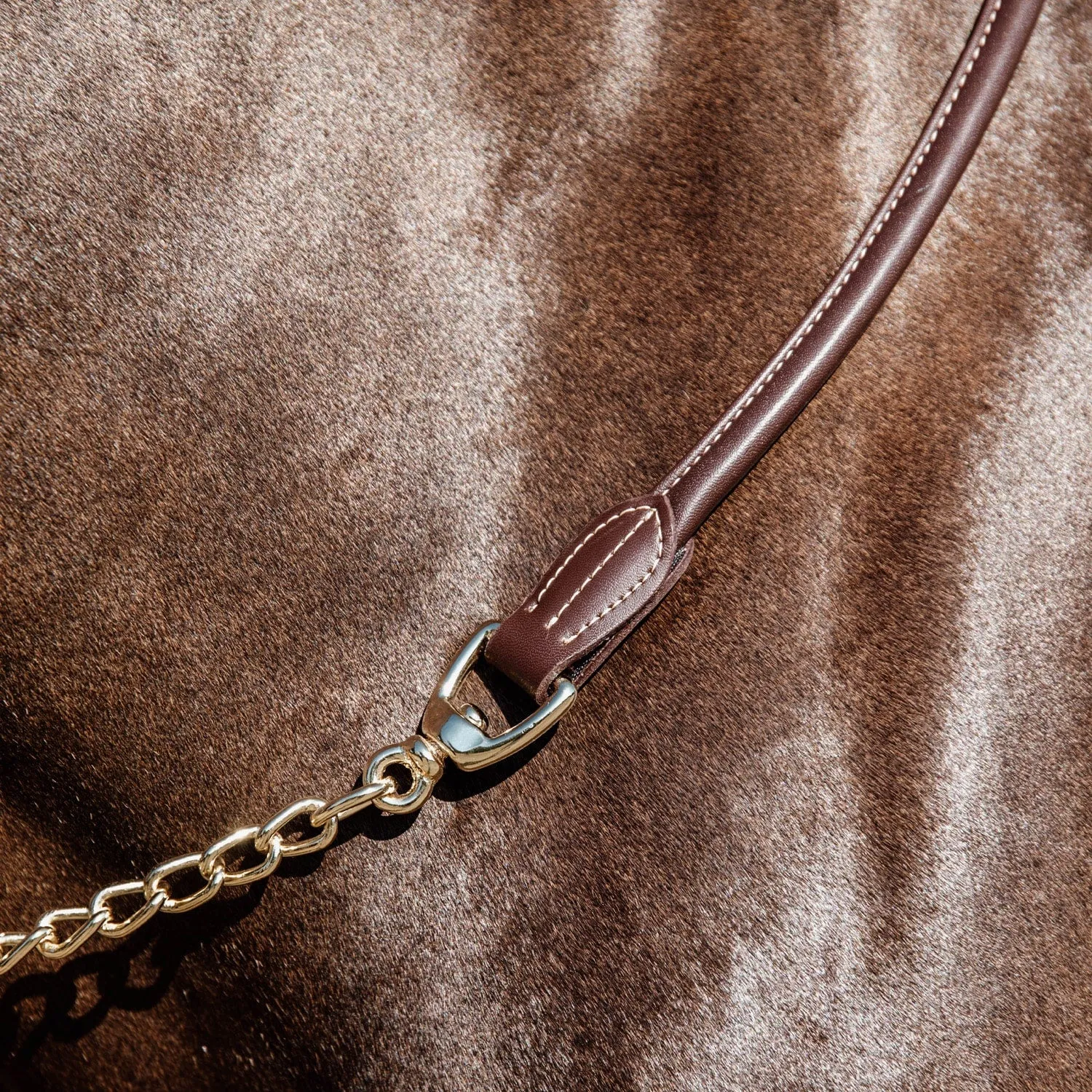 Kentucky Horsewear Rolled Leather Lead Chain 270cm - Brown