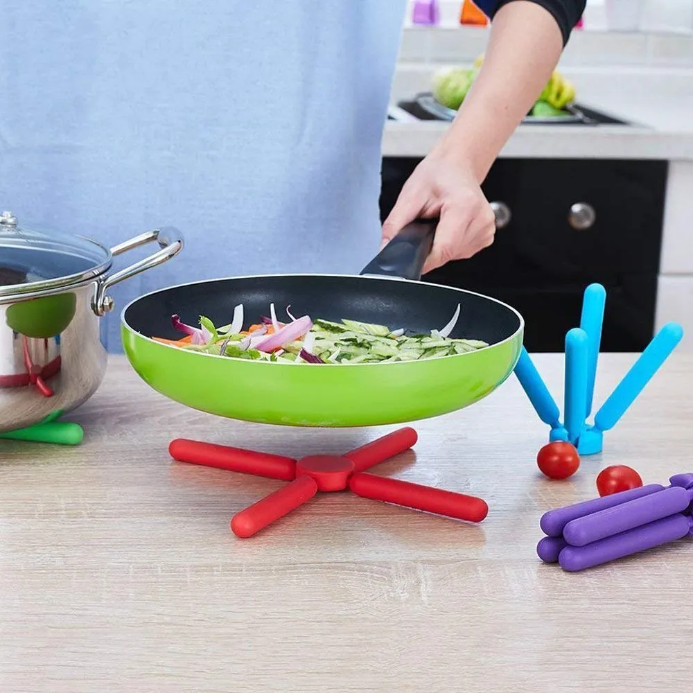 Kitchen Foldable Silicone Pot Holder - ( Pack Of 3 )