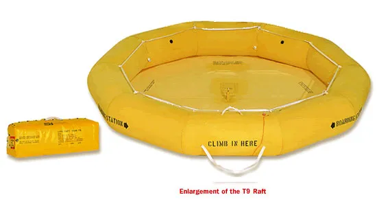 Life Raft (T9), Classic Raft, Single Tube,  FAA Type II, 9-Man