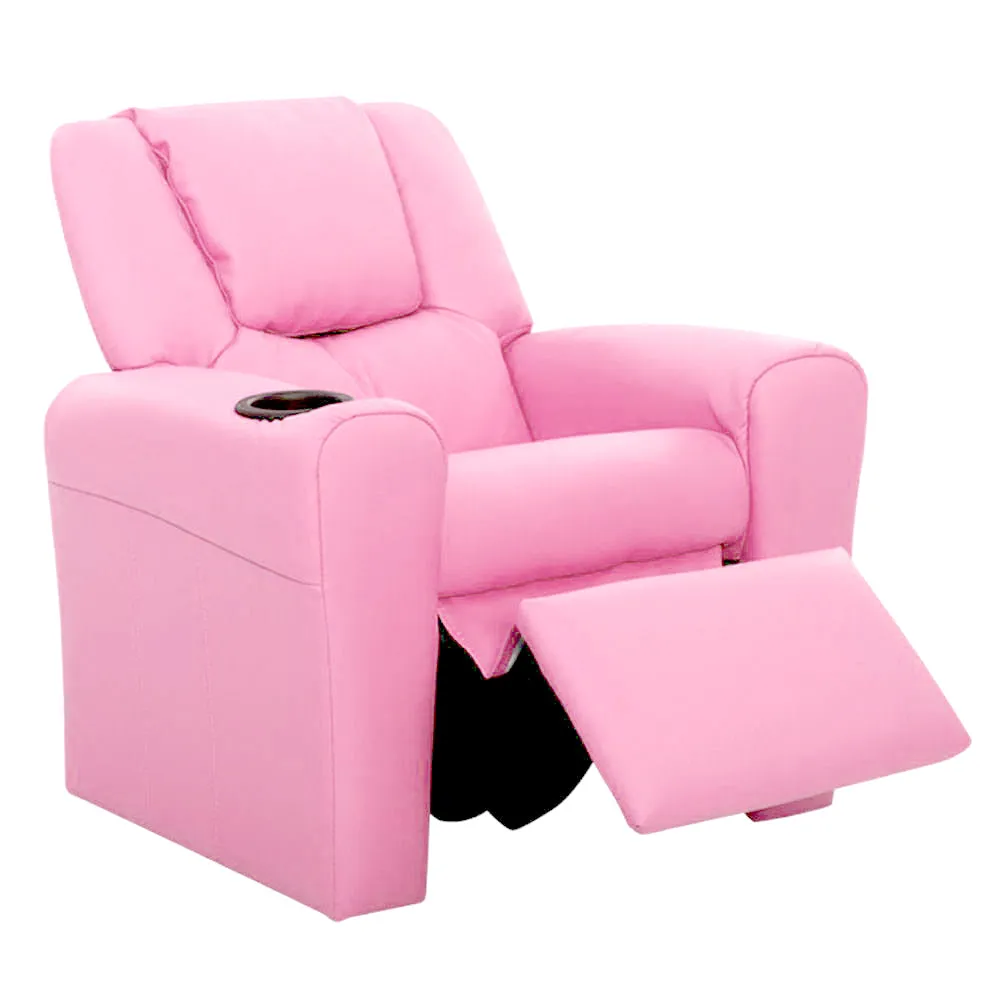 Luxury Kids Recliner Sofa Children Lounge Chair Couch PU Armchair PINK