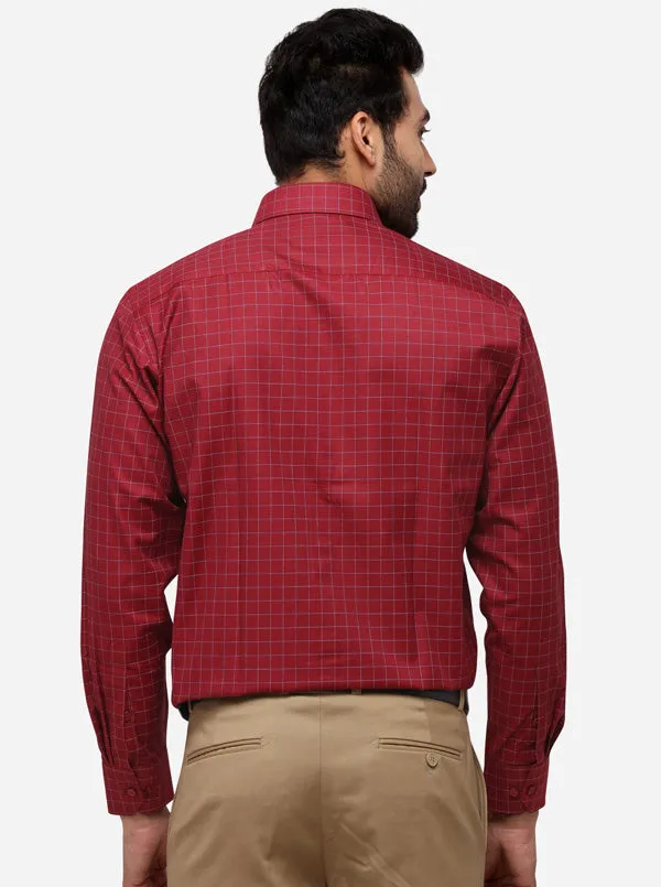 Maroon Checked Regular Fit Formal Shirt | Greenfibre