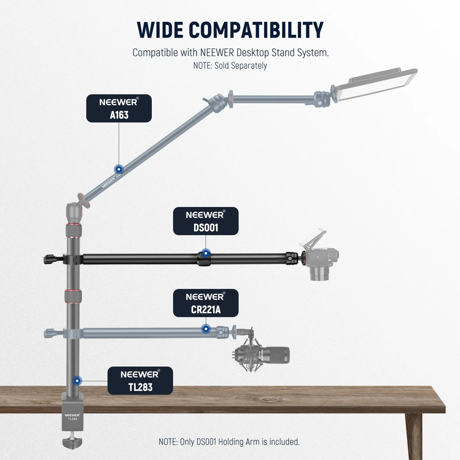 NEEWER DS001 Tabletop Overhead Camera Mount Arm