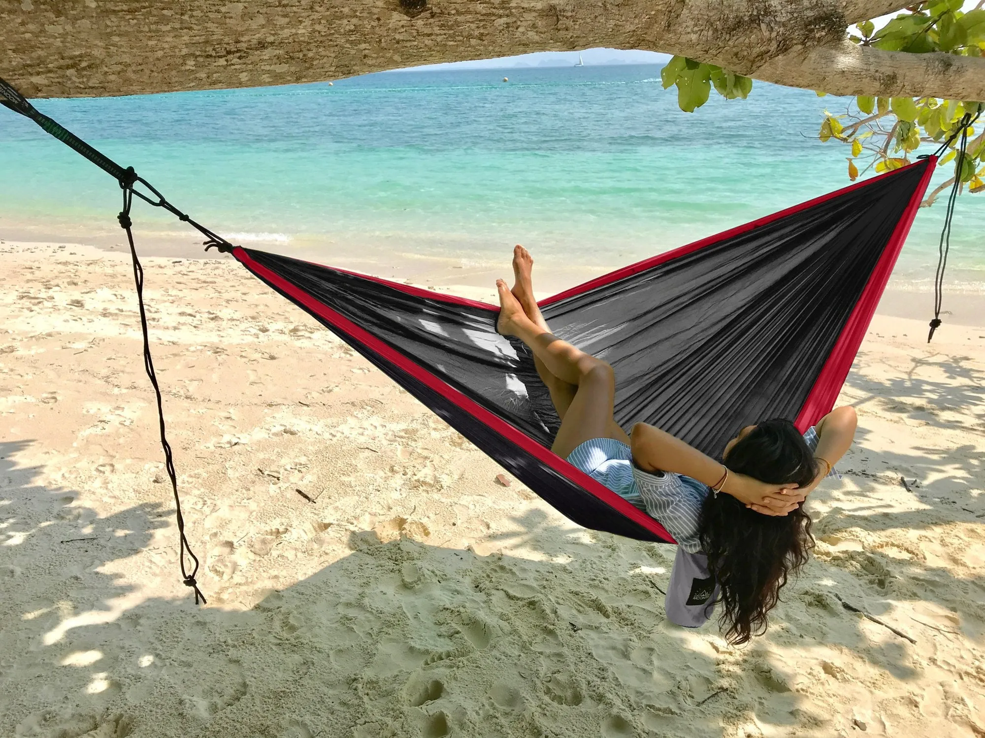 Nylon Double Camping Hammock with Straps - Moontes