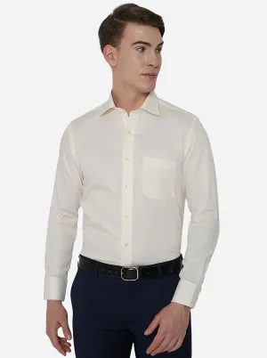 Off-White Solid Slim Fit Formal Shirt | Metal