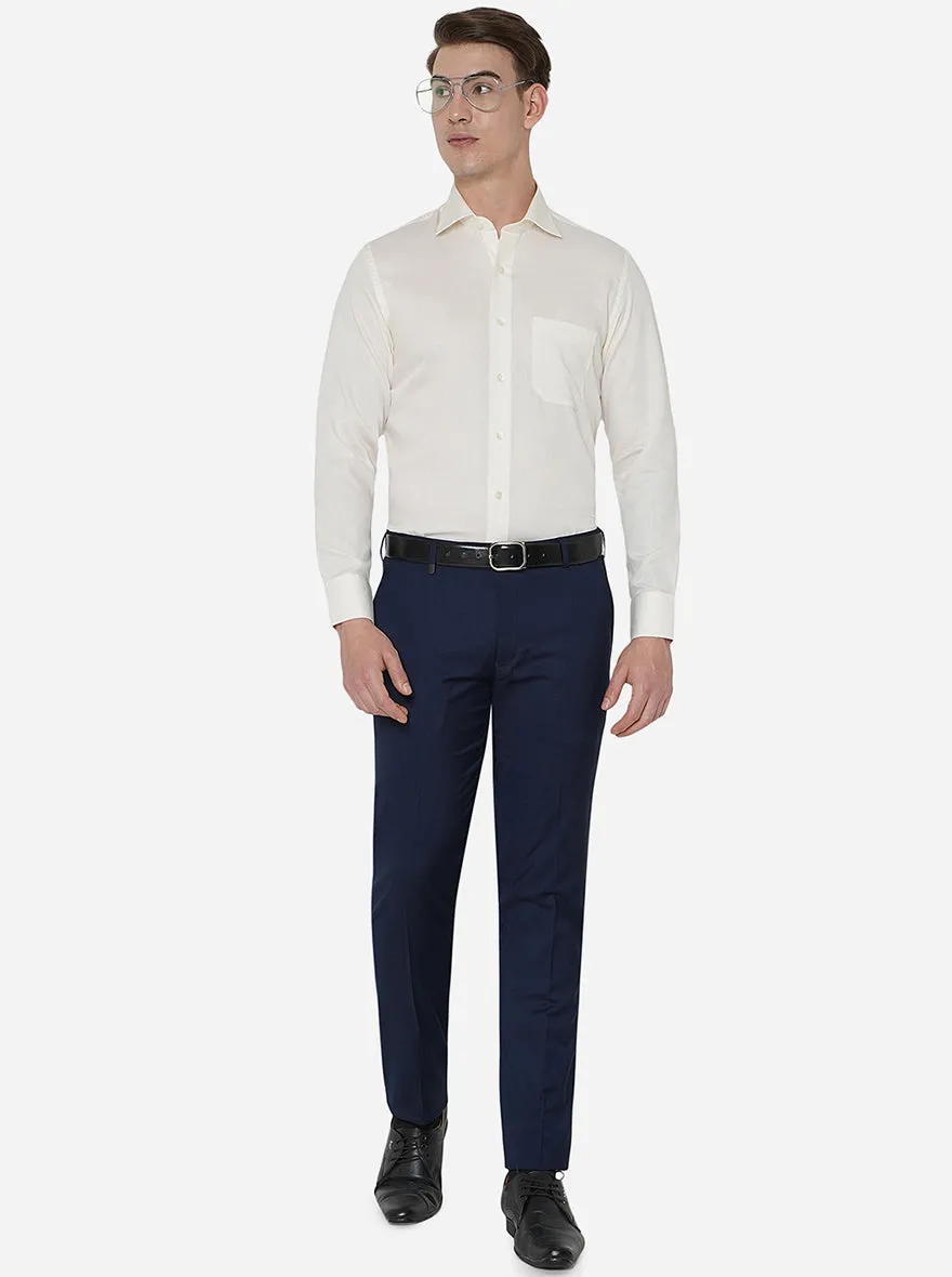 Off-White Solid Slim Fit Formal Shirt | Metal