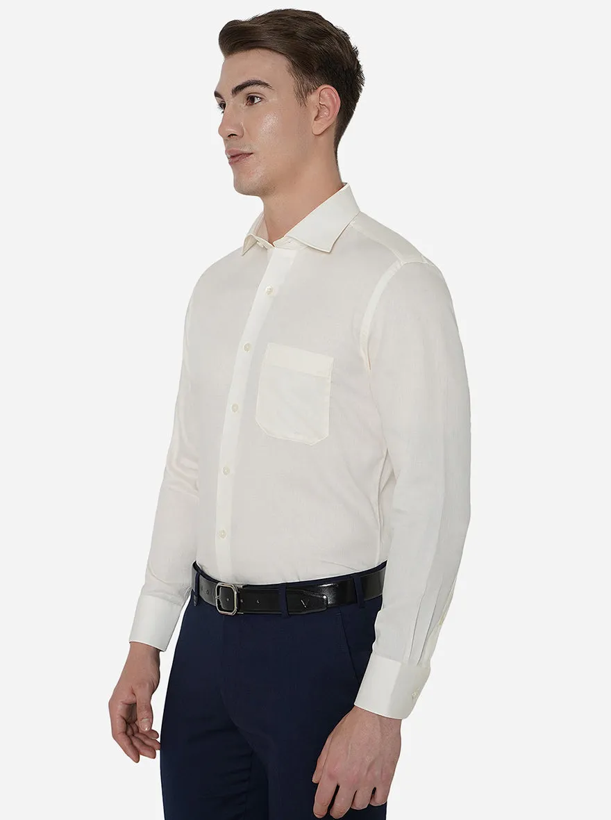 Off-White Solid Slim Fit Formal Shirt | Metal