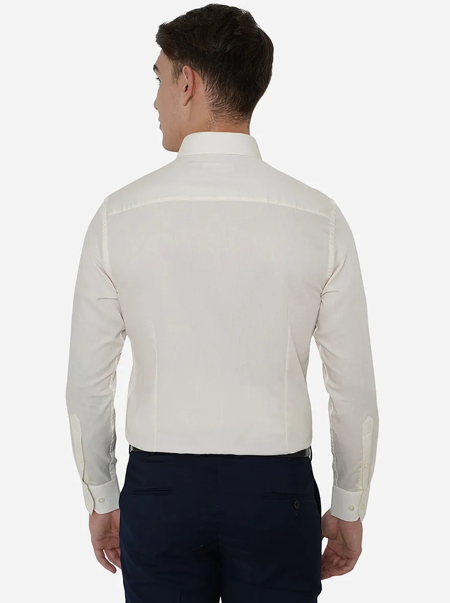 Off-White Solid Slim Fit Formal Shirt | Metal