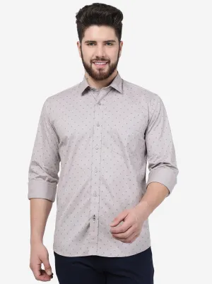 Opal Grey Printed Slim Fit Semi Casual Shirt | JadeBlue