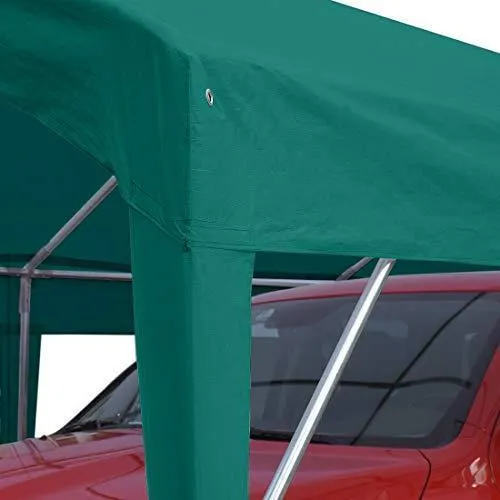 Peaktop Outdoor 10 x 20 ft Upgraded Heavy Duty Carport Car Canopy Portable Garage Tent Boat Shelter with Reinforced Triangular Beams and 4 Weight Bags,Green