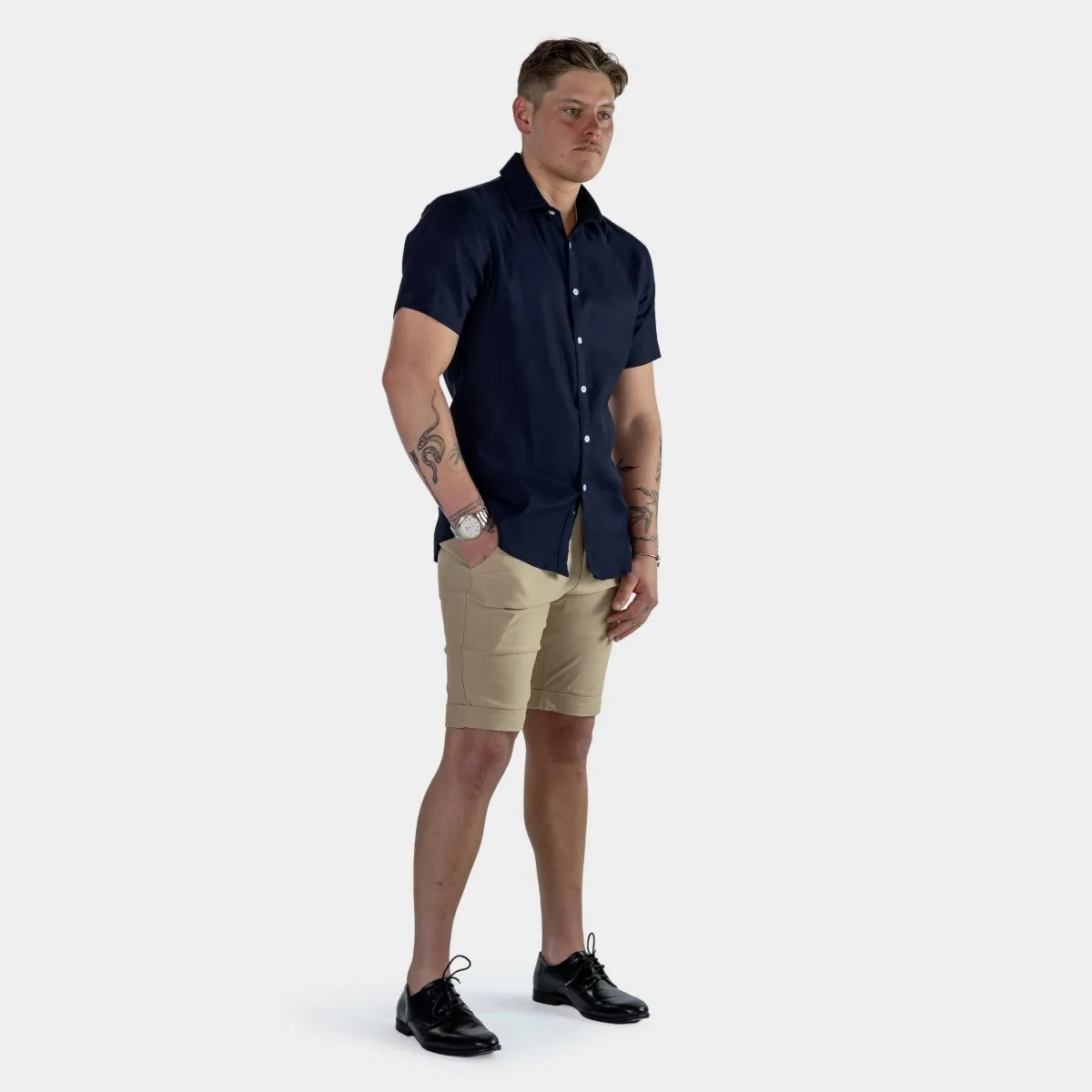 Performance Linen Short Sleeve Shirt - Navy