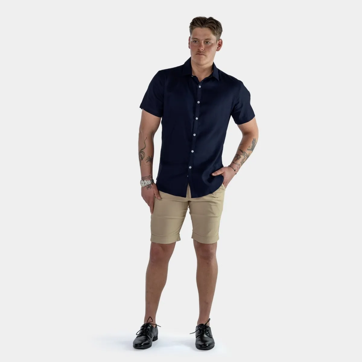 Performance Linen Short Sleeve Shirt - Navy