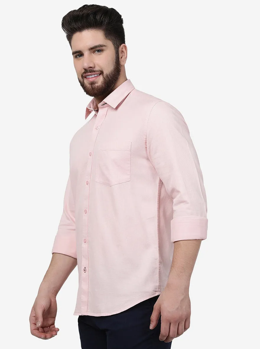 Potpourri Pink Solid Smart Fit Semi Casual Shirt | Greenfibre