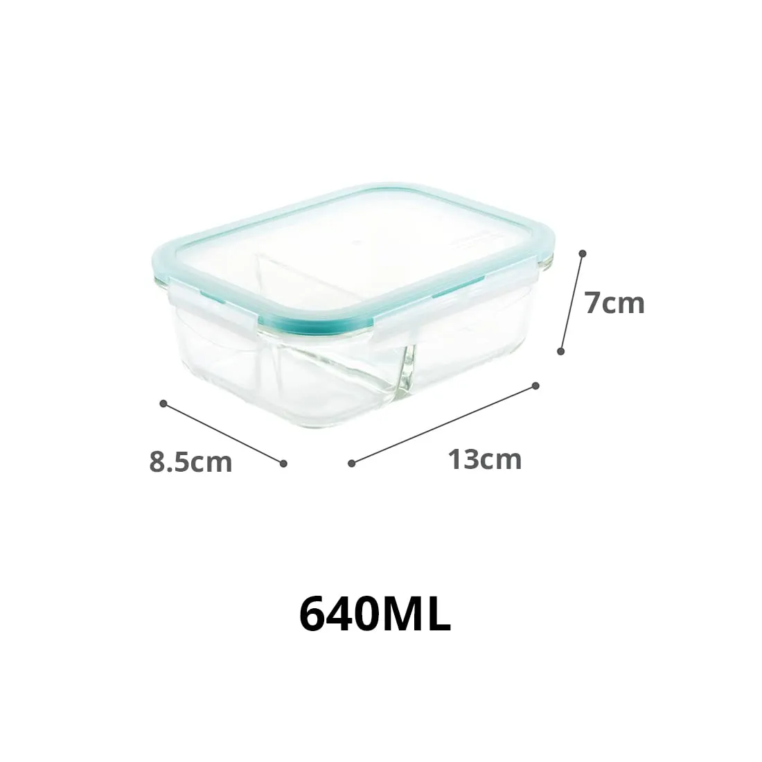 PUREFIT Multipurpose Food Storage Glass Container with divider lunch box,Airtight Glass Leak proof with Air Vent Lid Microwave & freezer Safe,Break-Free Detachable Locks,Lunch box,640ml,Pack of 4