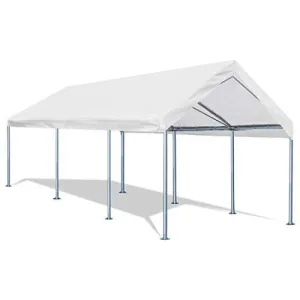 Quictent 10’x20’ Carport Upgraded Heavy Duty Car Canopy Galvanized Car Boat Shelter with 4 Reinforced Steel Cables White